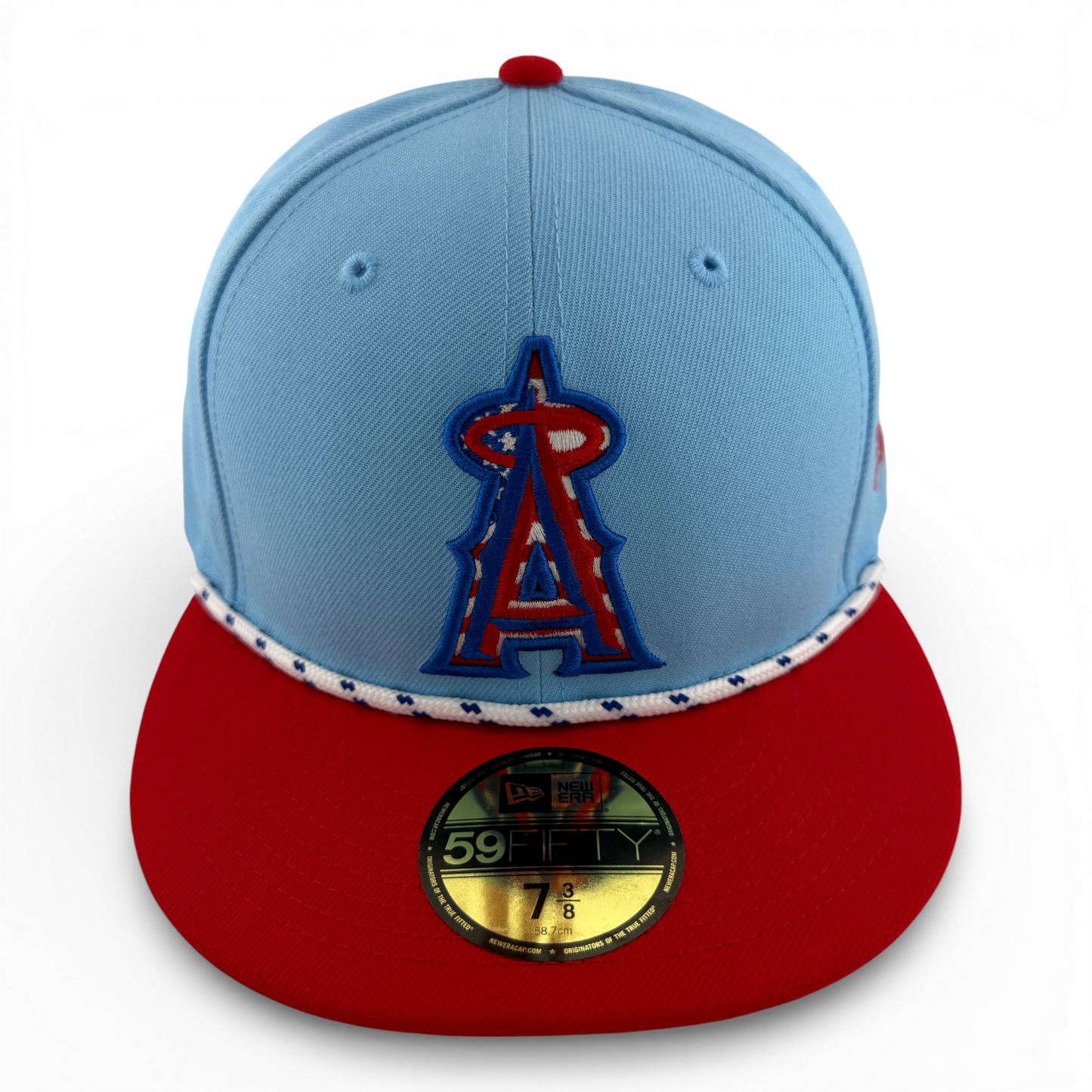 New Era Los Angeles Angels MLB 2025 4th of July USA Flag Rope 59Fifty Fitted Hat