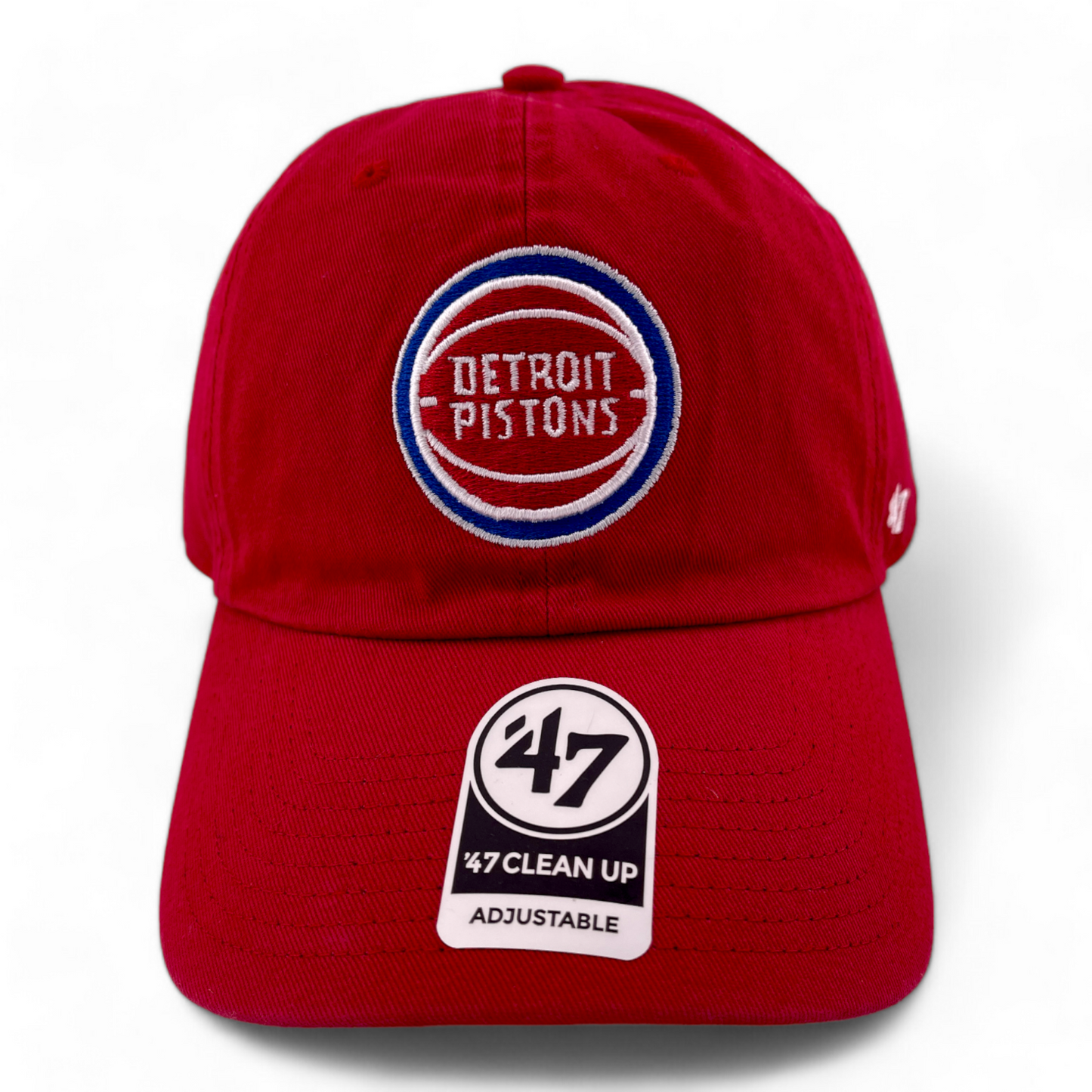 '47 Brand Detroit Pistons NBA Red Logo Clean Up Adjustable Dad Hat Cap