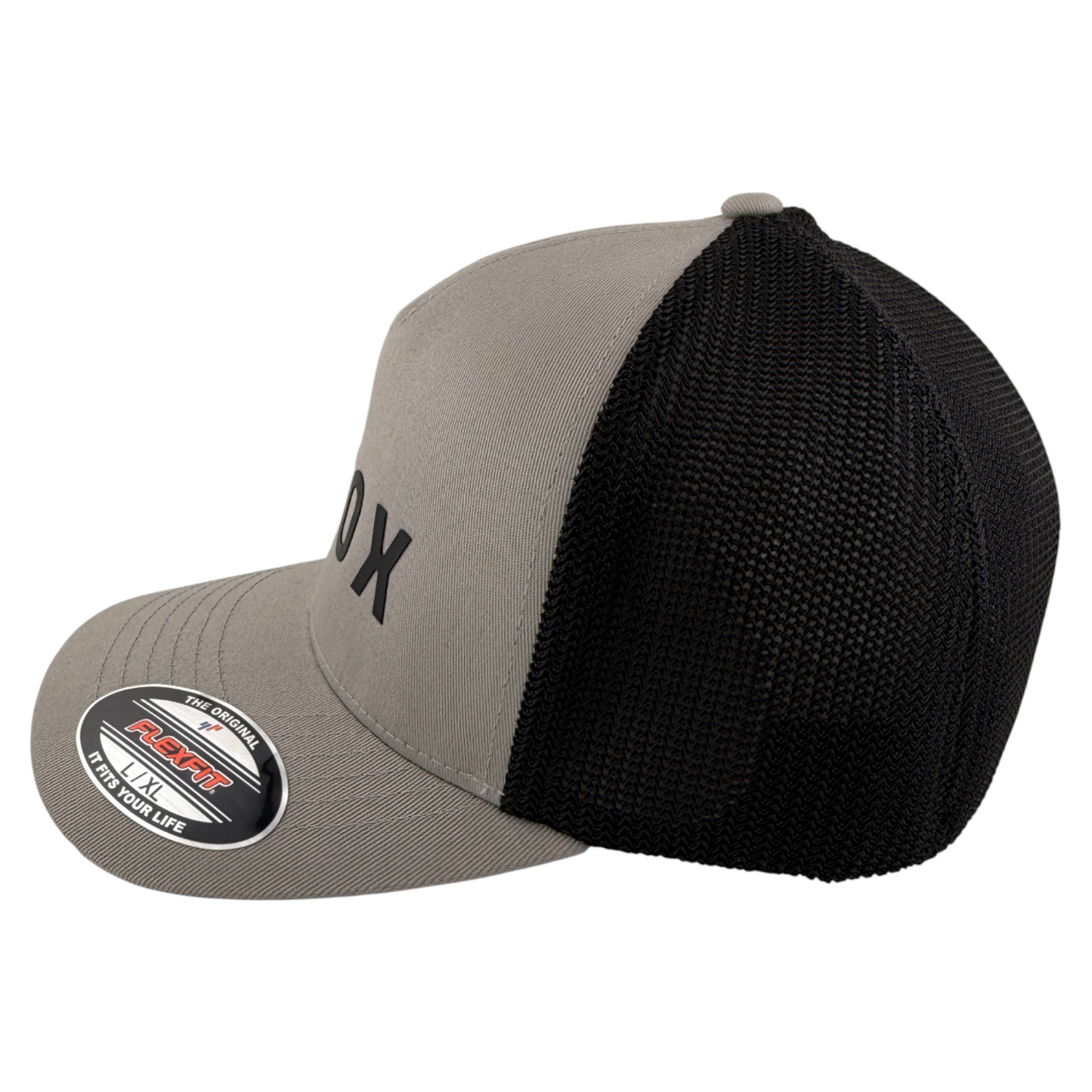 Fox Racing Absolute Logo Grey Mesh Back Stretch Flexfit Flex Fit Fitted Hat Cap
