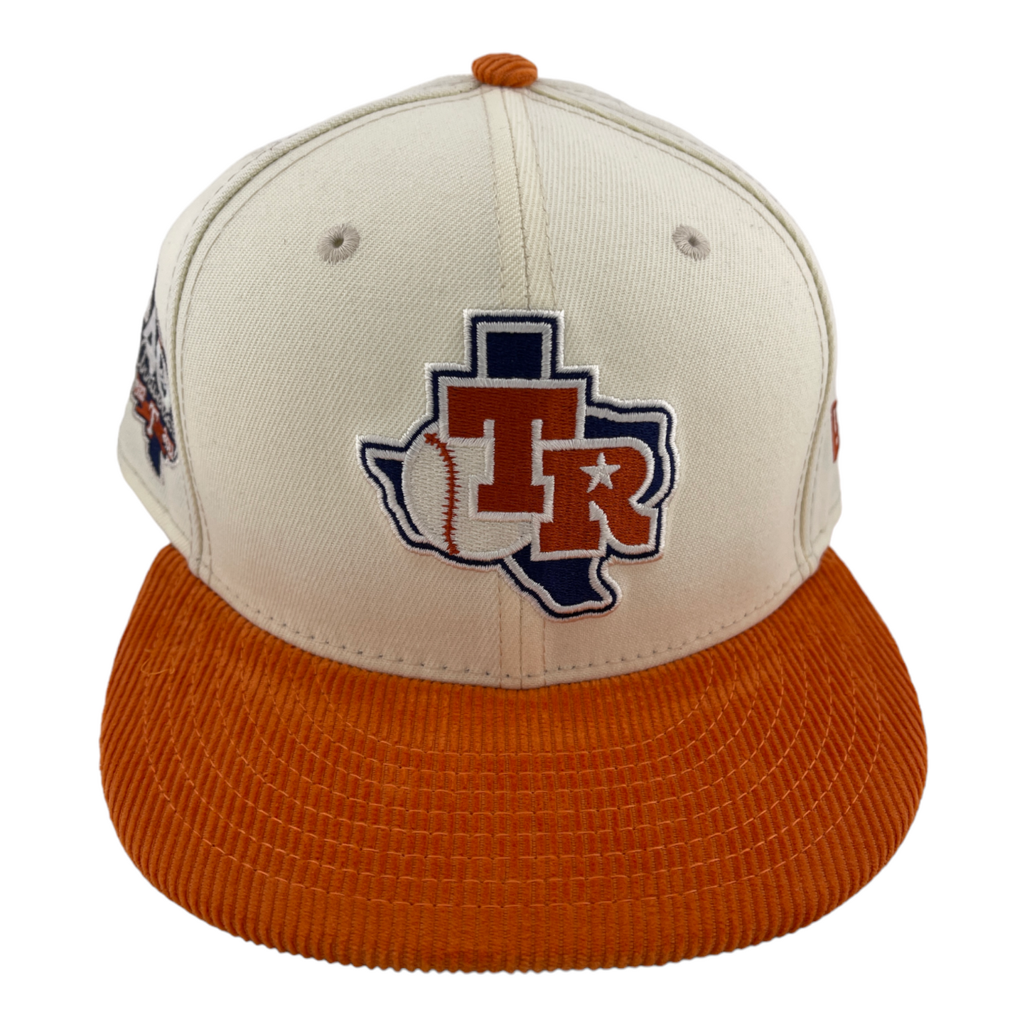 New Era Texas Rangers 40th Anniversary Corduroy Visor Cream/Orange 59FIFTY Hat Cap