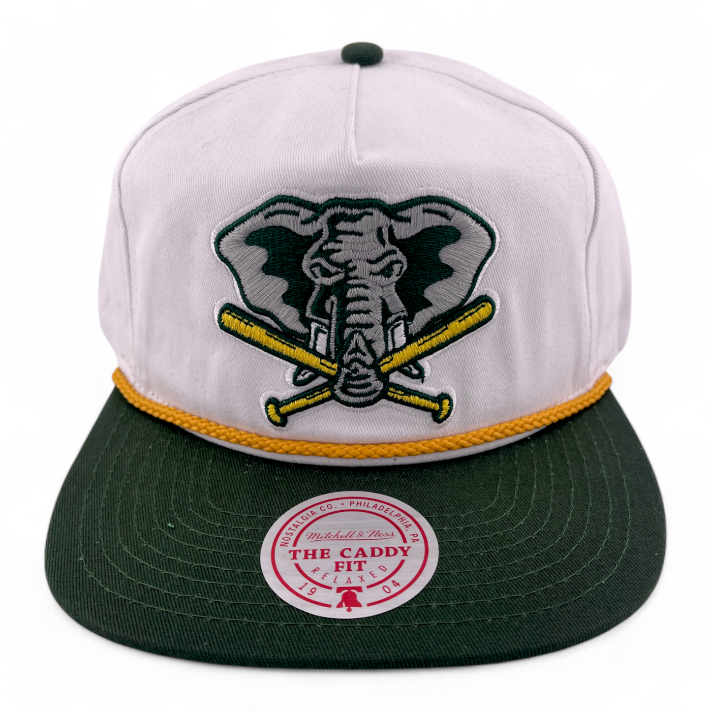 Mitchell & Ness Oakland Athletics A's Batter Rope Golfer Caddy Fit Snapback Hat