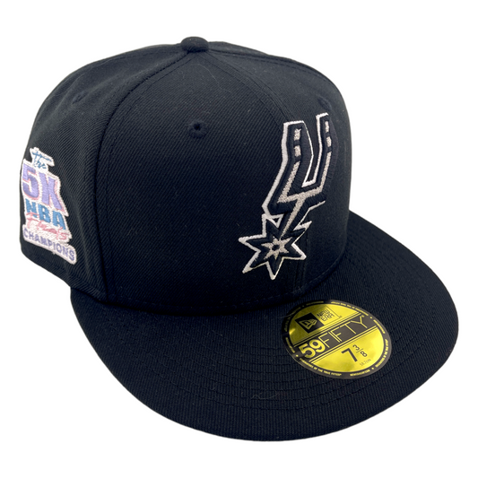 New Era San Antonio Spurs 5x Champions Patch Black/Purple UV 59Fifty Fitted Hat Cap