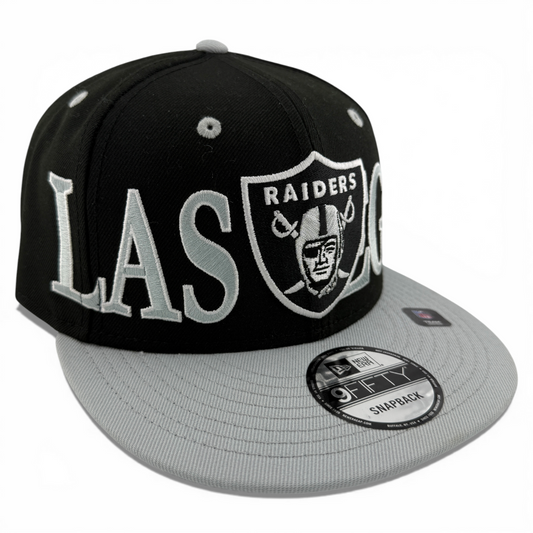 New Era Las Vegas Raiders NFL Script Stack Logo 9Fifty Snapback Adjustable Hat