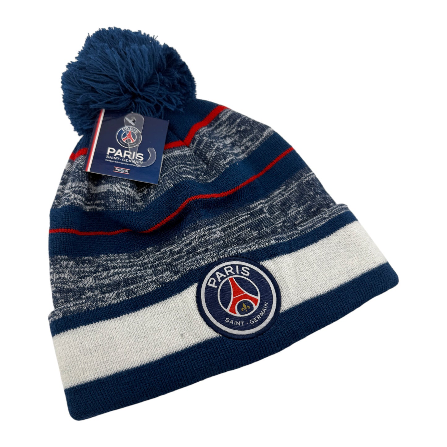 Paris Saint-Germain F.C. PSG.FR Ligue 1 Soccer Pom Pom Knit Cuffed Beanie Cap