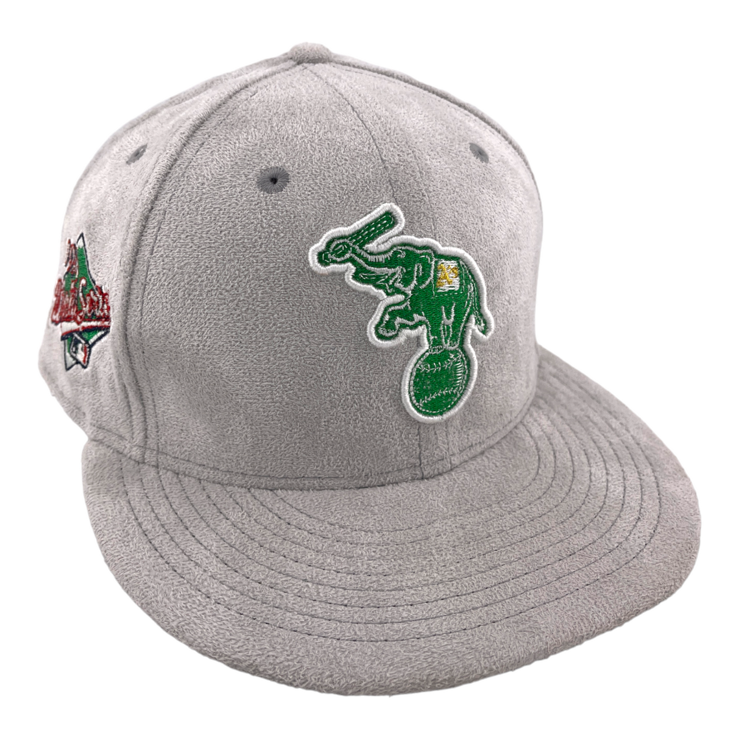 New Era Oakland A's Athletics 1989 World Series Patch Suede Grey 59FIFTY Hat Cap