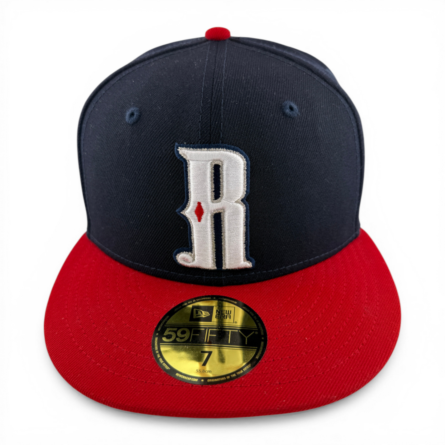 New Era Reno Aces MiLB Home On-field R Logo Navy/Red 59Fifty Fitted Hat Cap