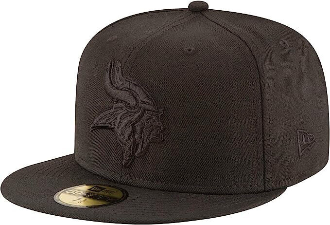 New Era Minnesota Vikings Black on Black Out NFL 59FIFTY Fitted Hat Cap