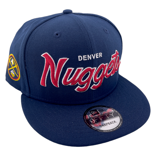 New Era Denver Nuggets NBA Side Patch Evergreen Script 9Fifty Snapback Hat Cap