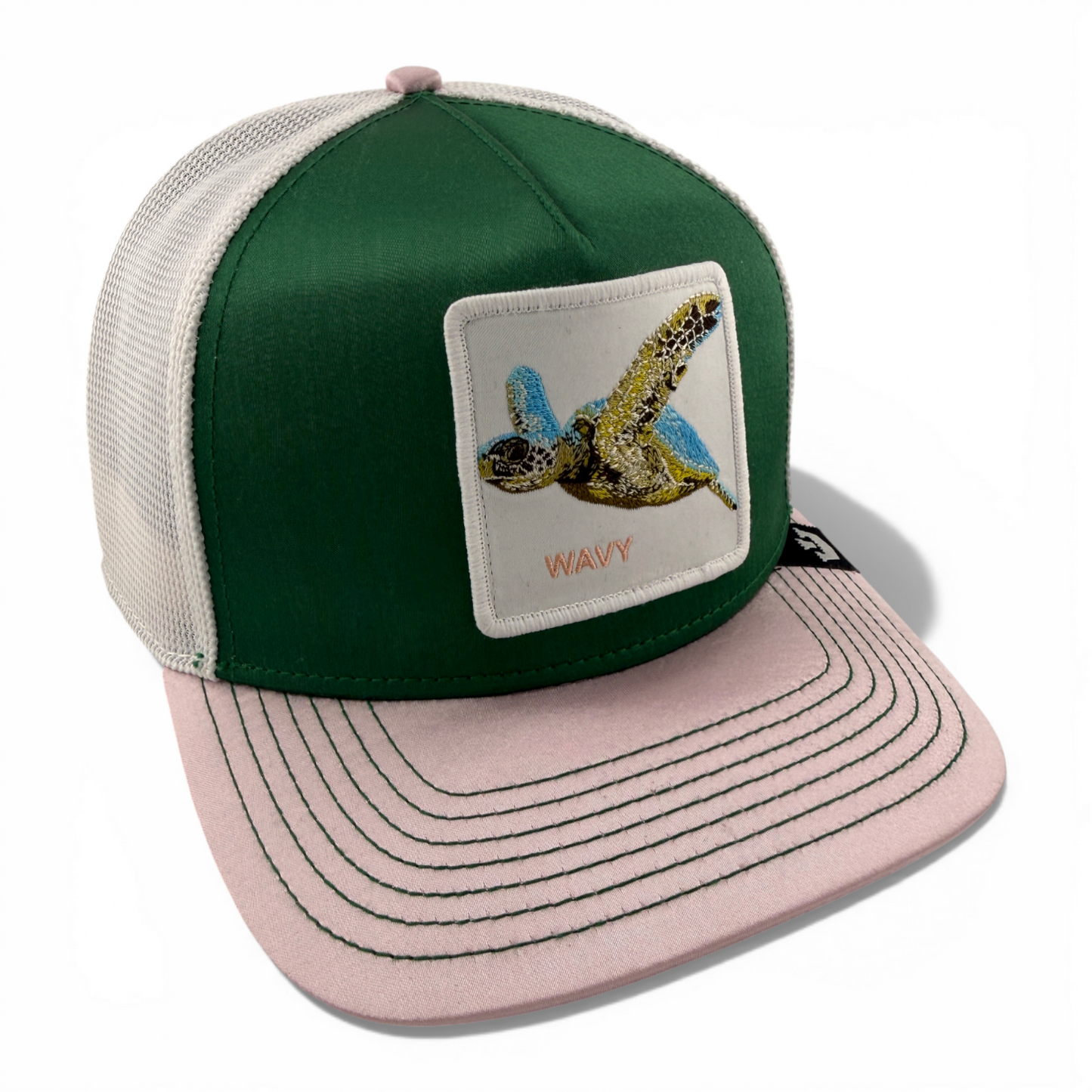 Goorin Bros Wavy Sea Turtle Farm Satin Mesh Trucker Snapback Adjustable Hat Cap