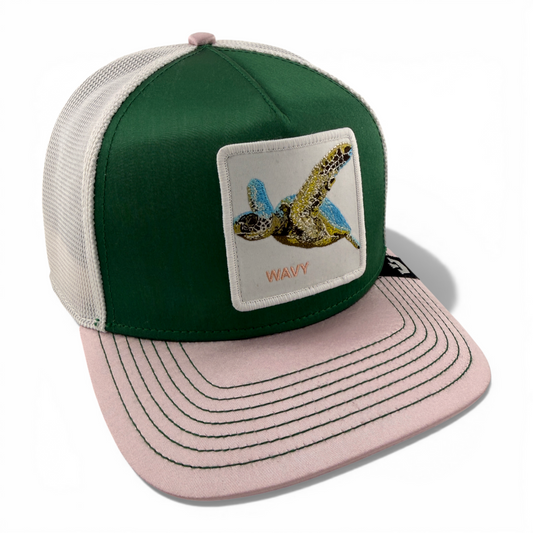 Goorin Bros Wavy Sea Turtle Farm Satin Mesh Trucker Snapback Adjustable Hat Cap