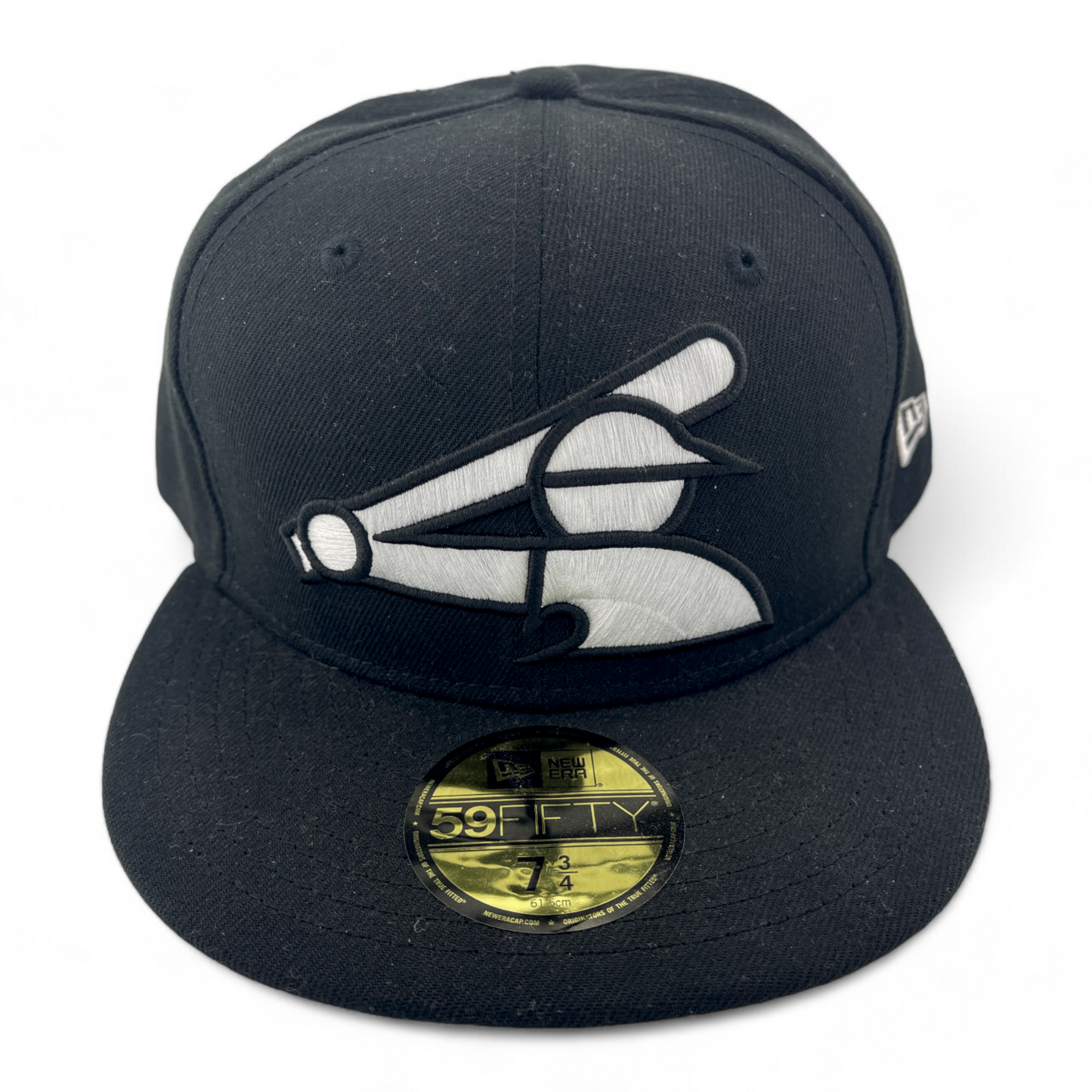 New Era Chicago White Sox MLB Swinging Logo Black White 59FIFTY Fitted Hat Cap