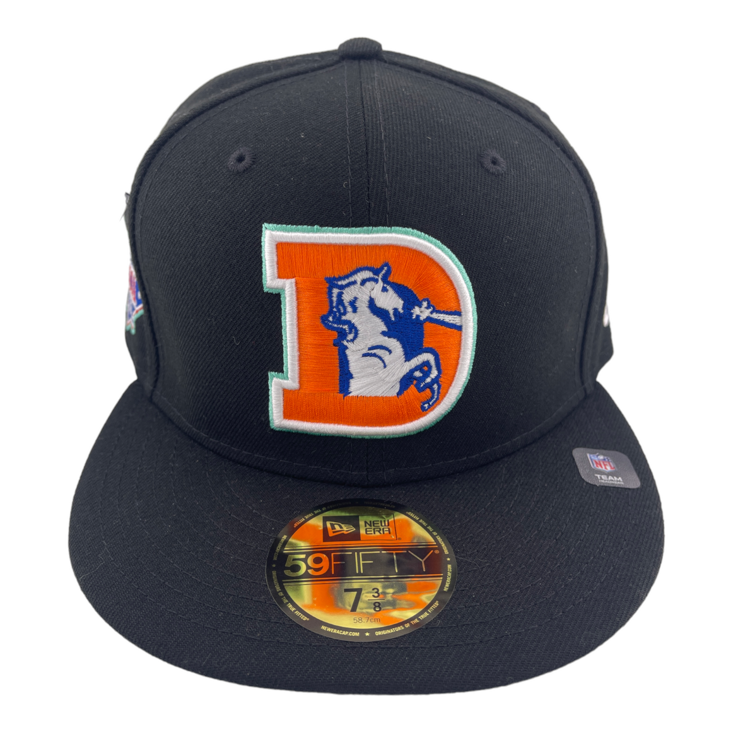 New Era Denver Broncos Throwback Logo Super Bowl XXII Patch 59FIFTY Fitted Hat Cap