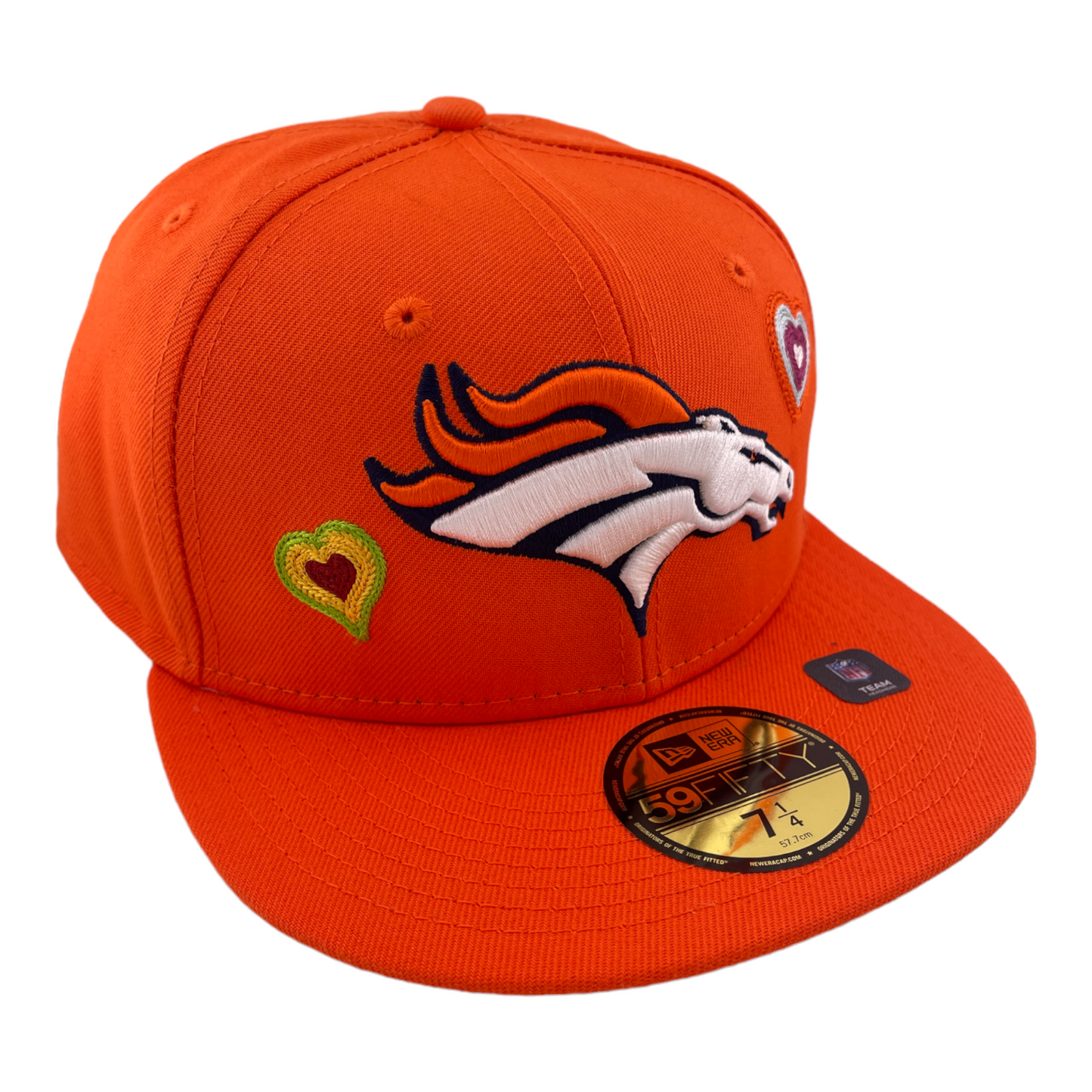 New Era Denver Broncos Chain Stitch Hearts Orange/Pink UV 59FIFTY Fitted Hat Cap