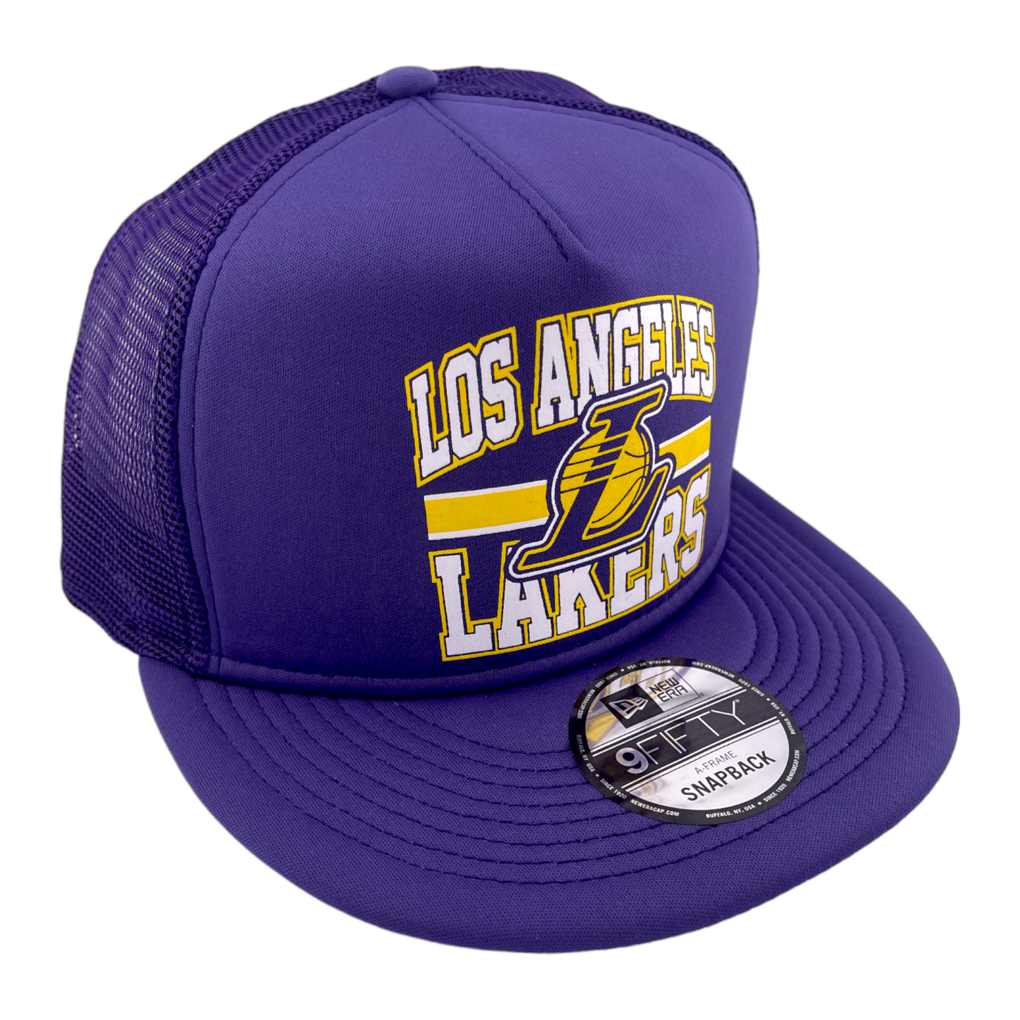 New Era Los Angeles Lakers Trucker Mesh Back Purple UV NBA 9FIFTY Snapback Hat Cap