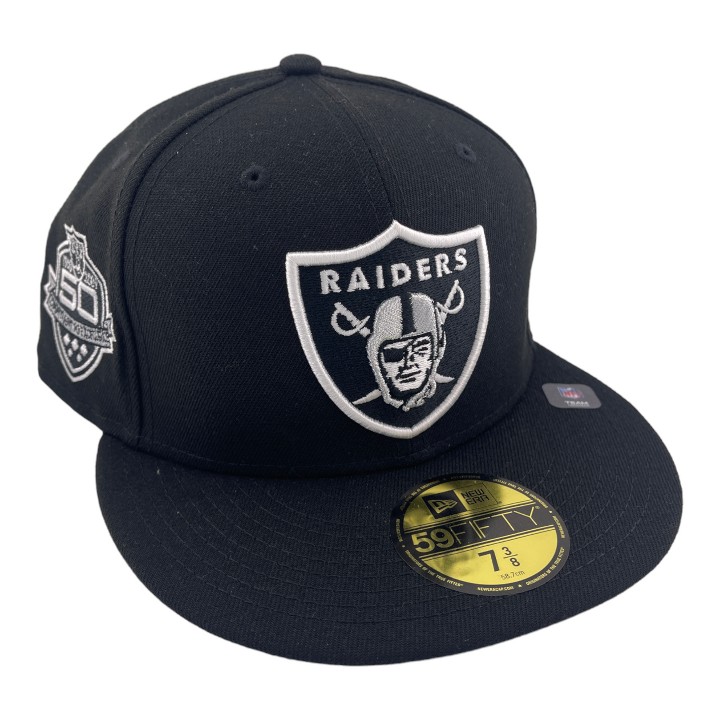 New Era Las Vegas Raiders 50 Year Patch Full Embroidery Black 59FIFTY Fitted Hat Cap