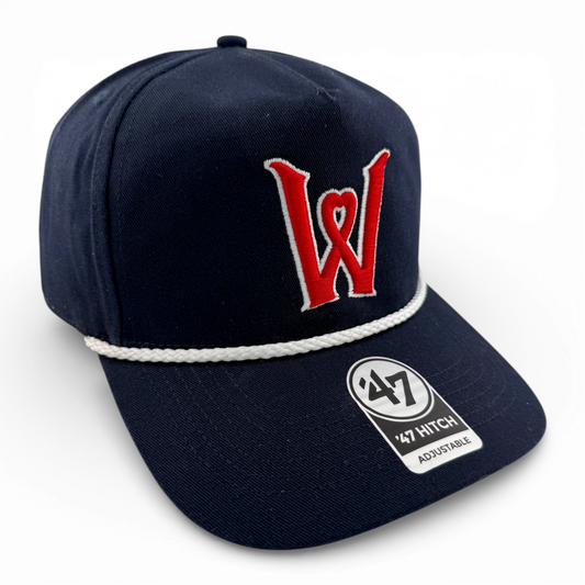 '47 Brand Worcester Red Sox WooSox Navy Heart Hitch Rope Snapback Adjustable Hat