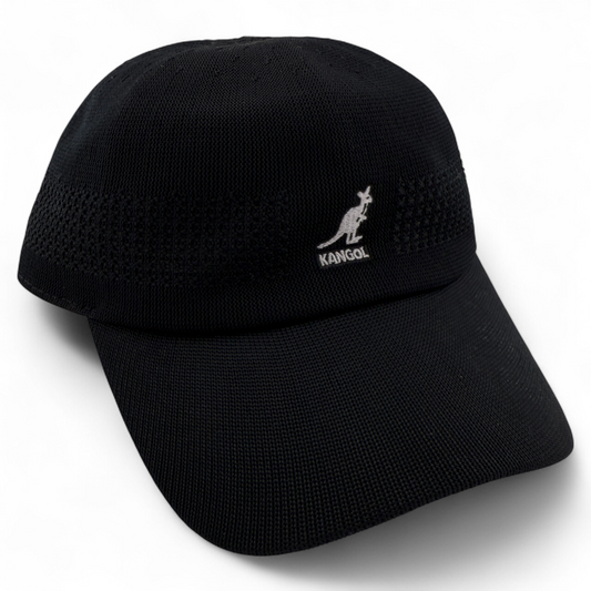 Kangol Tropic Ventair Spacecap Seamless 1456BC Flex Black Knit Baseball Hat Cap