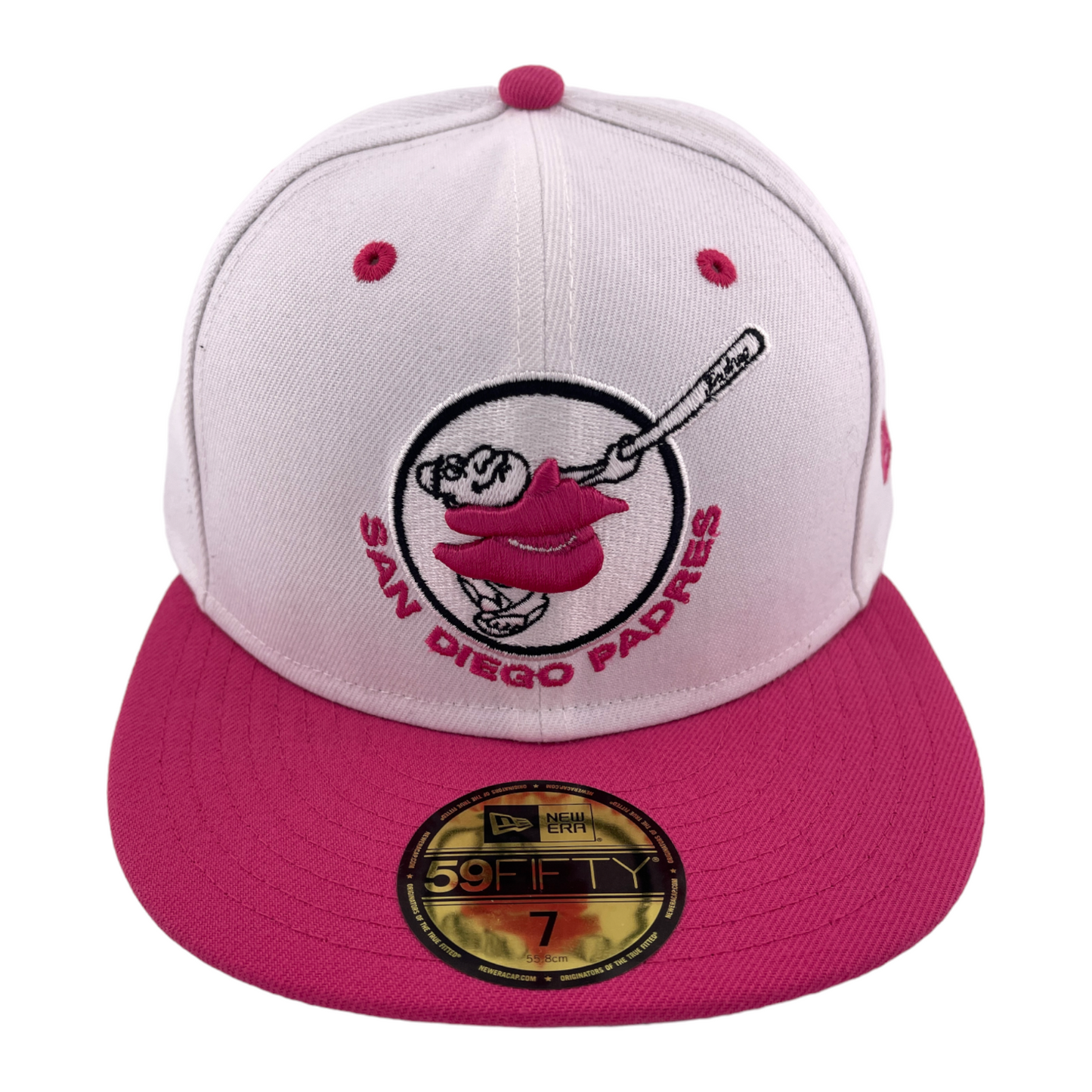 New Era San Diego Padres MLB Swinging Friar Pink/White 59Fifty Fitted Hat Cap