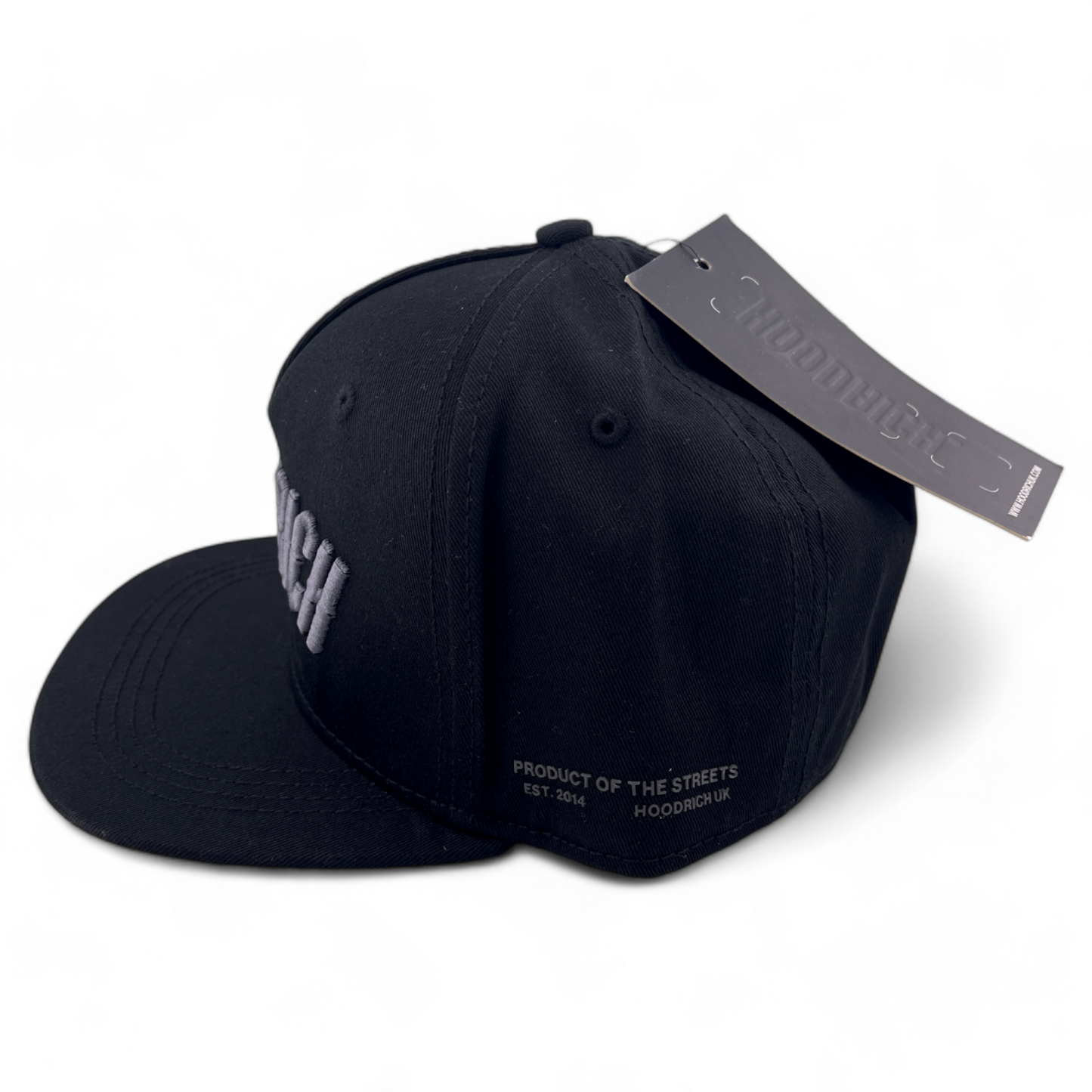 Hoodrich OG Mark Snap Side Patch Black Flat Bill Adjustable Snapback Hat Cap