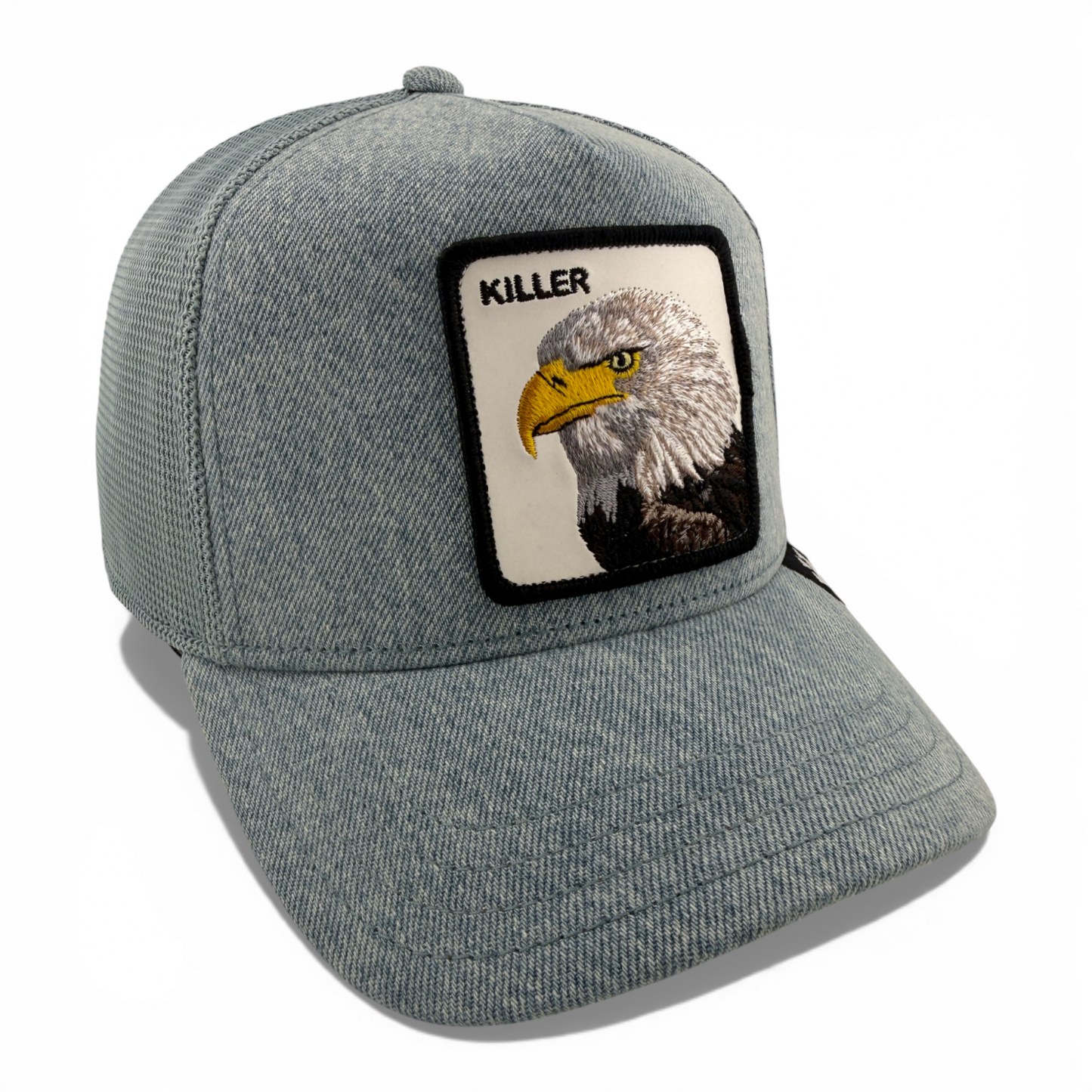 Goorin Bros Killer Eagle Farm Light Denim Mesh Trucker Snapback Adjustable Hat