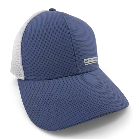 Under Armour Print Logo Blue/White HeatGear Neo Mesh Back Flex Fit Hat Cap