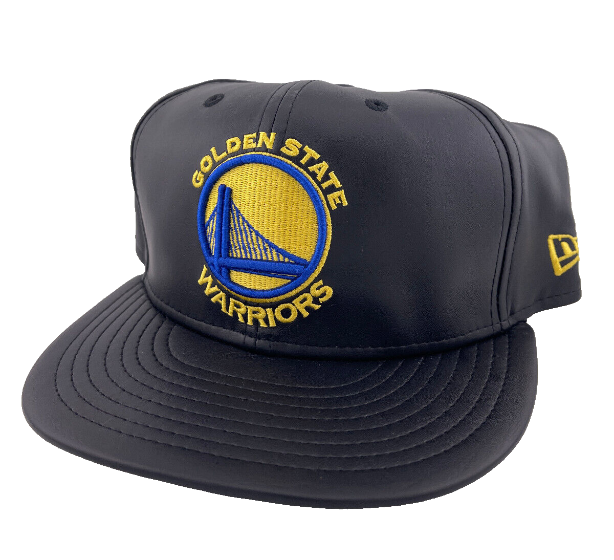 New Era Golden State Warriors Leather NBA Black 59FIFTY Fitted Hat Cap