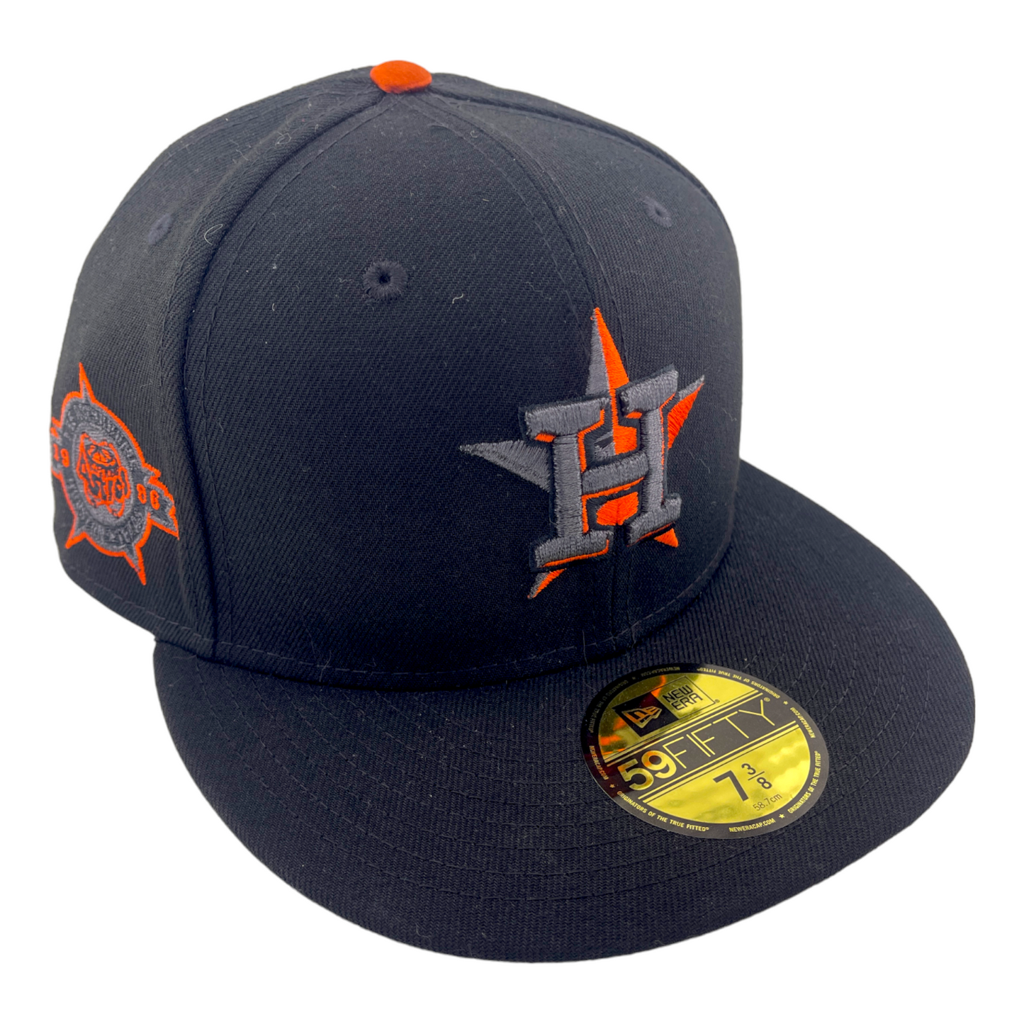 New Era Houston Astros 1986 Side Patch Black Mettalic Logo 59FIFTY Fitted Hat Cap