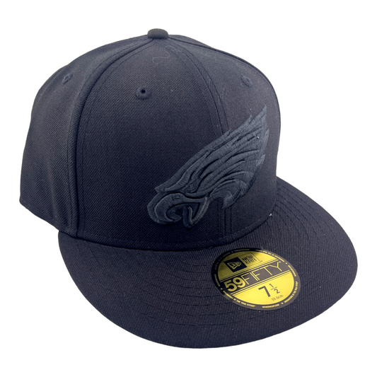 New Era Philadelphia Eagles All Blacked Out Logo Grey UV 59FIFTY Fitted Hat Cap