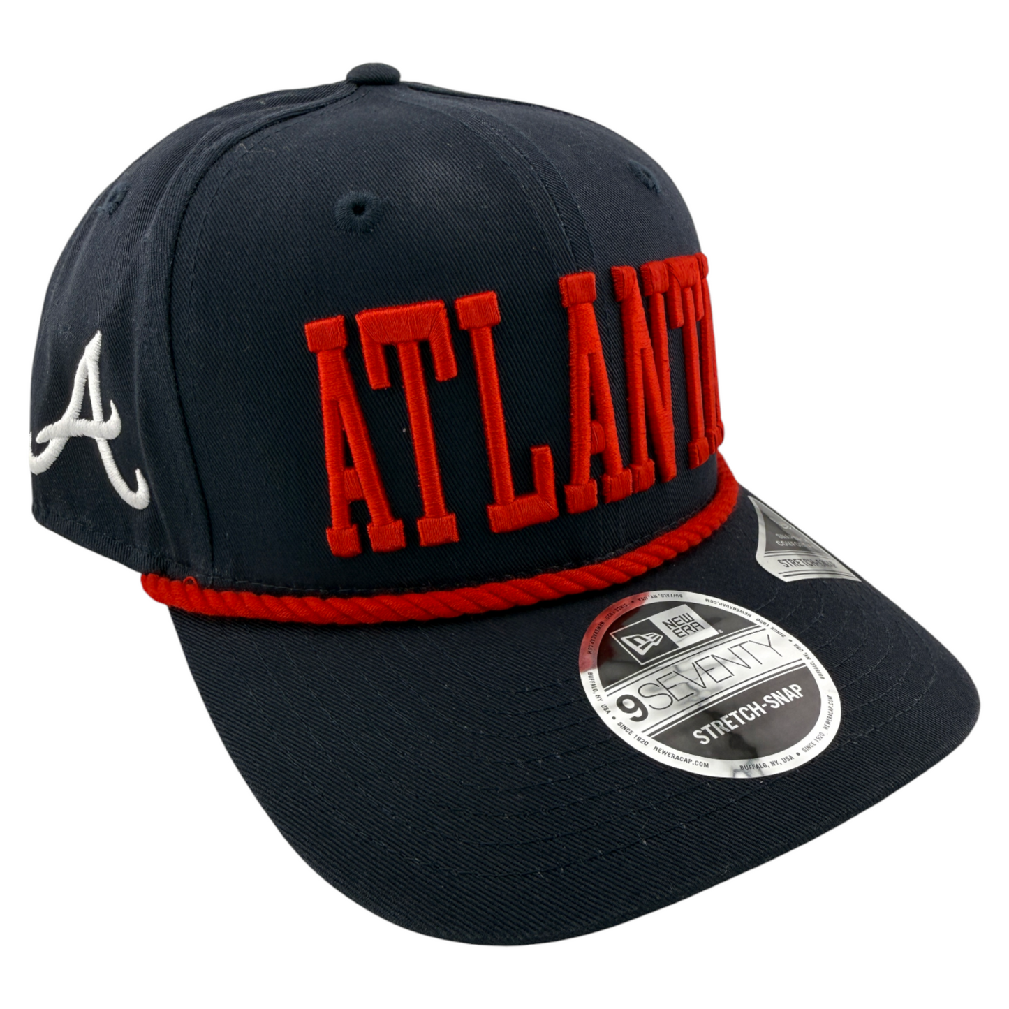 New Era Atlanta Braves MLB Rope Navy 9Seventy Trucker Stretch-Snapback Hat Cap