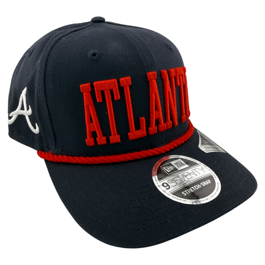 New Era Atlanta Braves MLB Rope Navy 9Seventy Trucker Stretch-Snapback Hat Cap