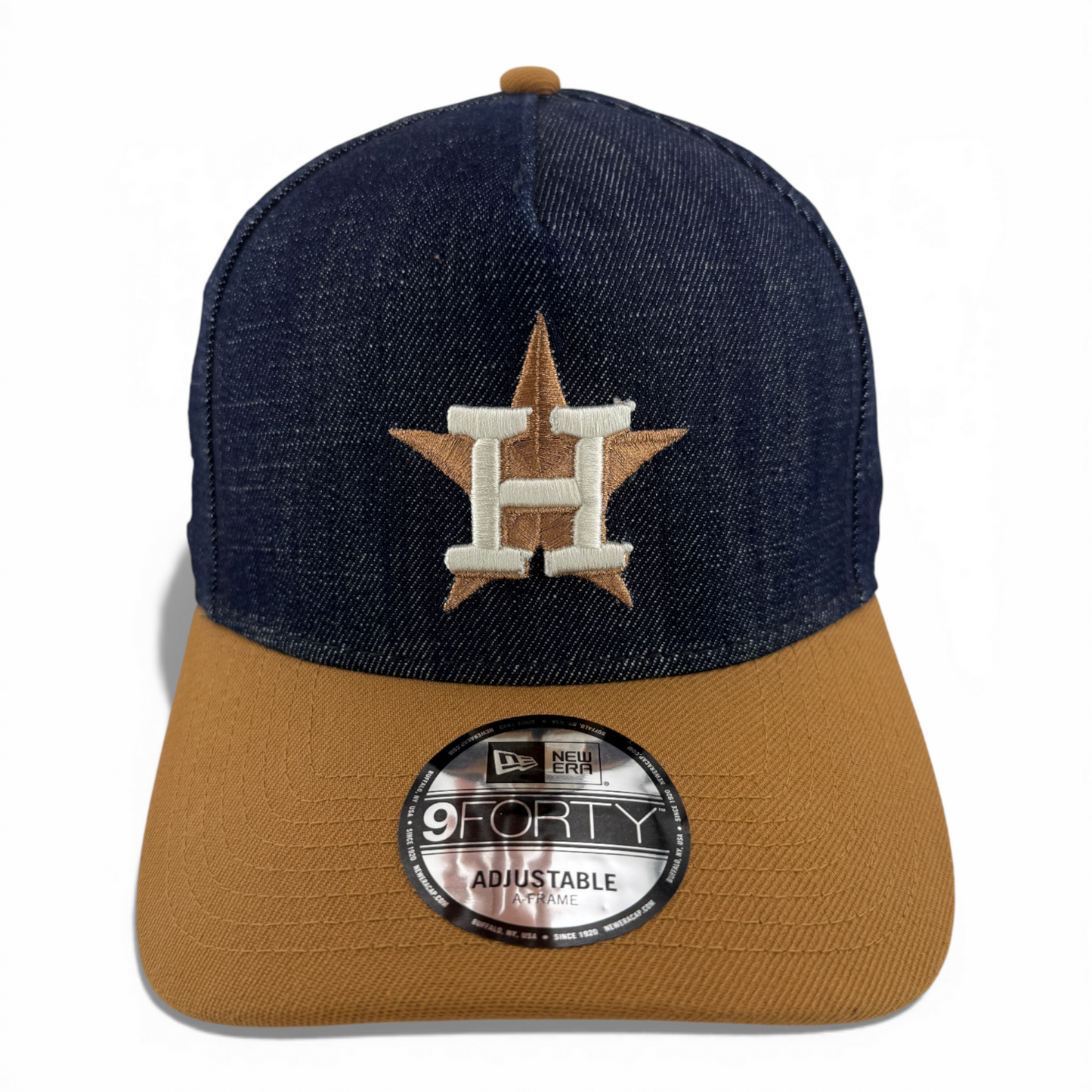 New Era Houston Astros MLB Denim Bronze A-Frame 9Forty Snapback Adjustable Hat