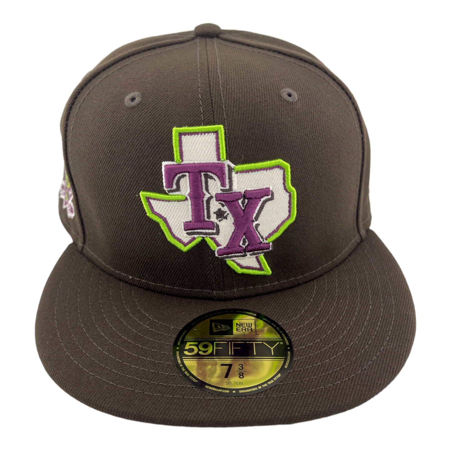 New Era Texas Rangers Arlington Stadium Side Patch Brown/Purple UV 59FIFTY Hat Cap