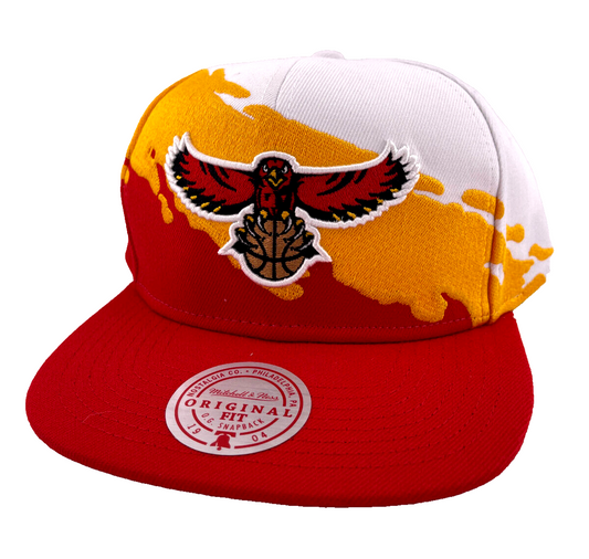 Mitchell & Ness Atlanta Hawks NBA Paintbrush White/Yellow/Red UV Snapback Hat