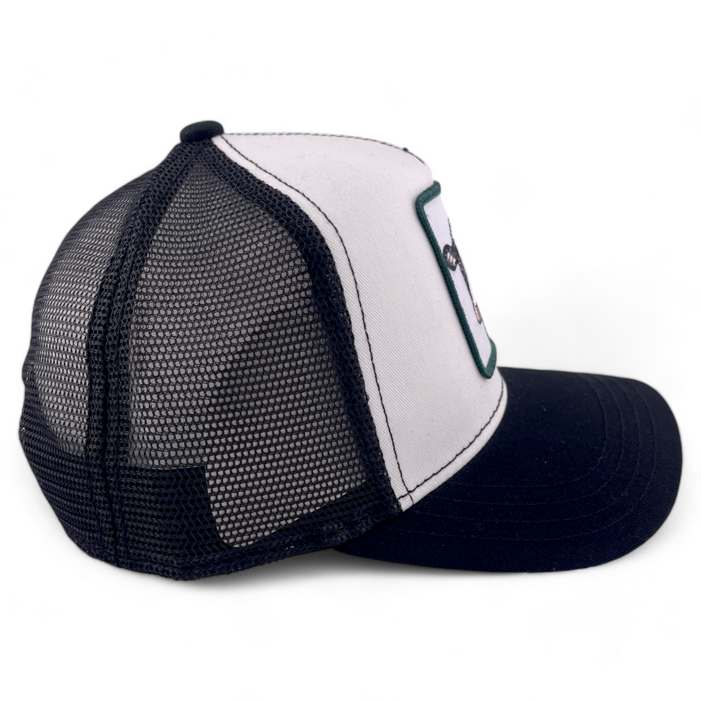 Goorin Bros Cash Cow The Farm White/Black Mesh Back Trucker Snapback Hat Cap