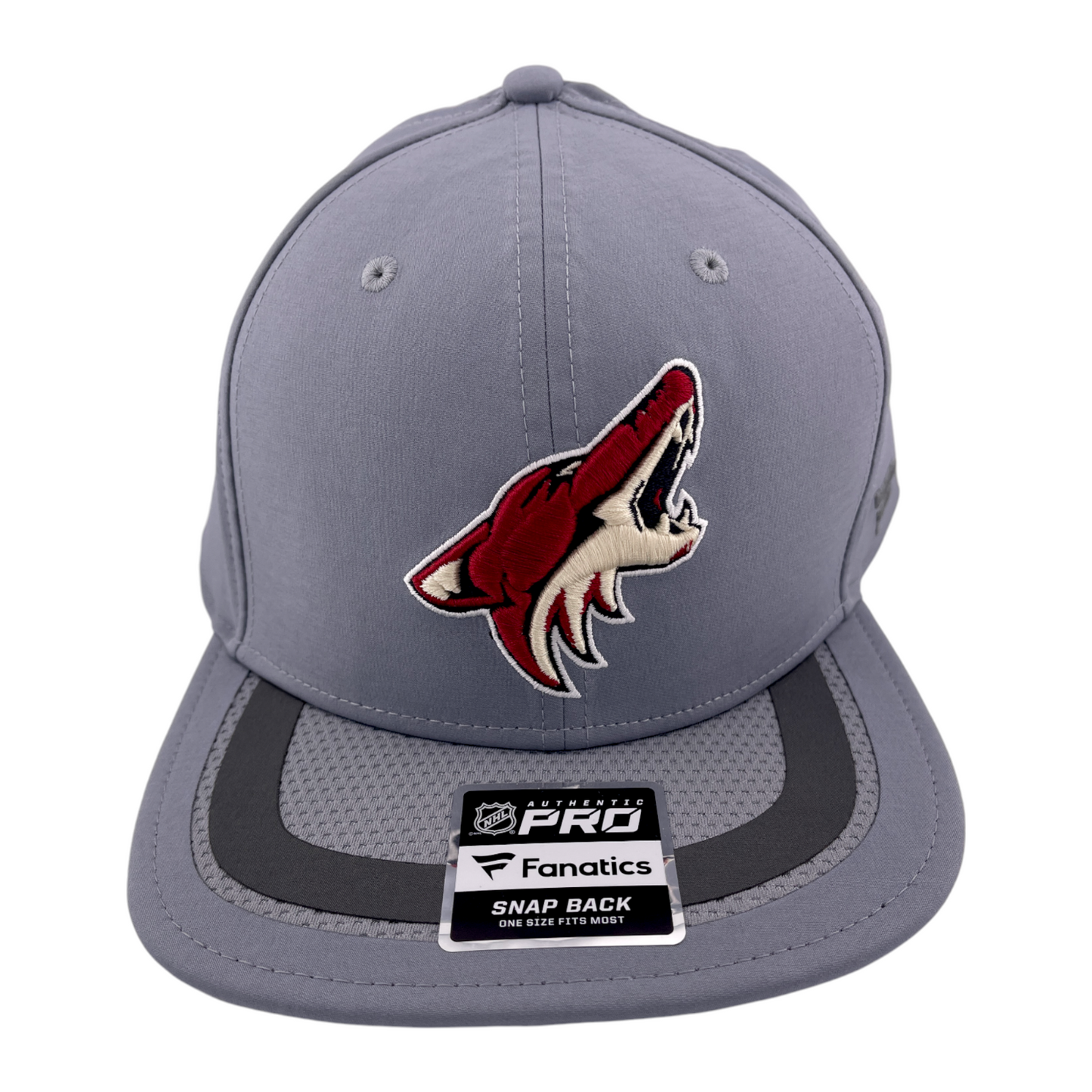 Fanatics Arizona Coyotes NHL Hockey Grey Pro Snapback Adjustable Hat Cap