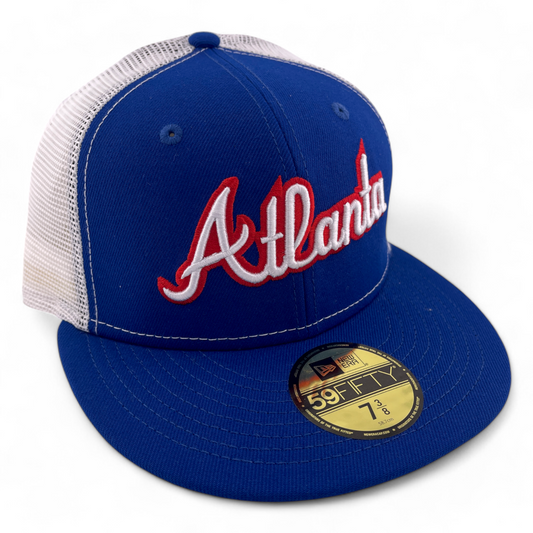 New Era Atlanta Braves MLB Script Rearview Mesh Back 59FIFTY Fitted Hat Cap