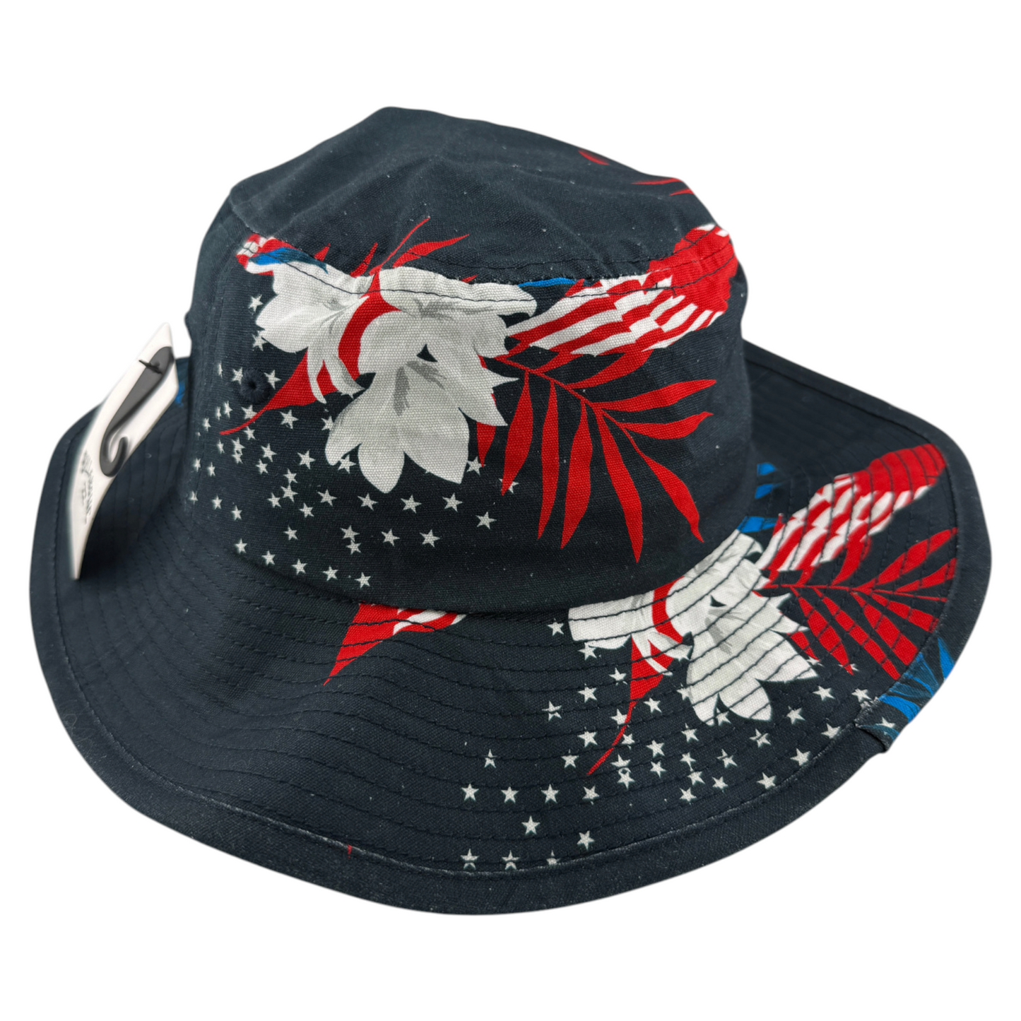 Billabong Big John Print July 4th Red White Blue Floral Safari Bucket Hat Boonie