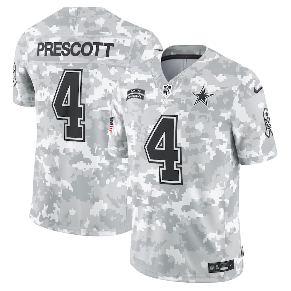 Nike Dallas Cowboys NFL #4 Dak Prescott 2024 Salute to Service Jersey Mens M
