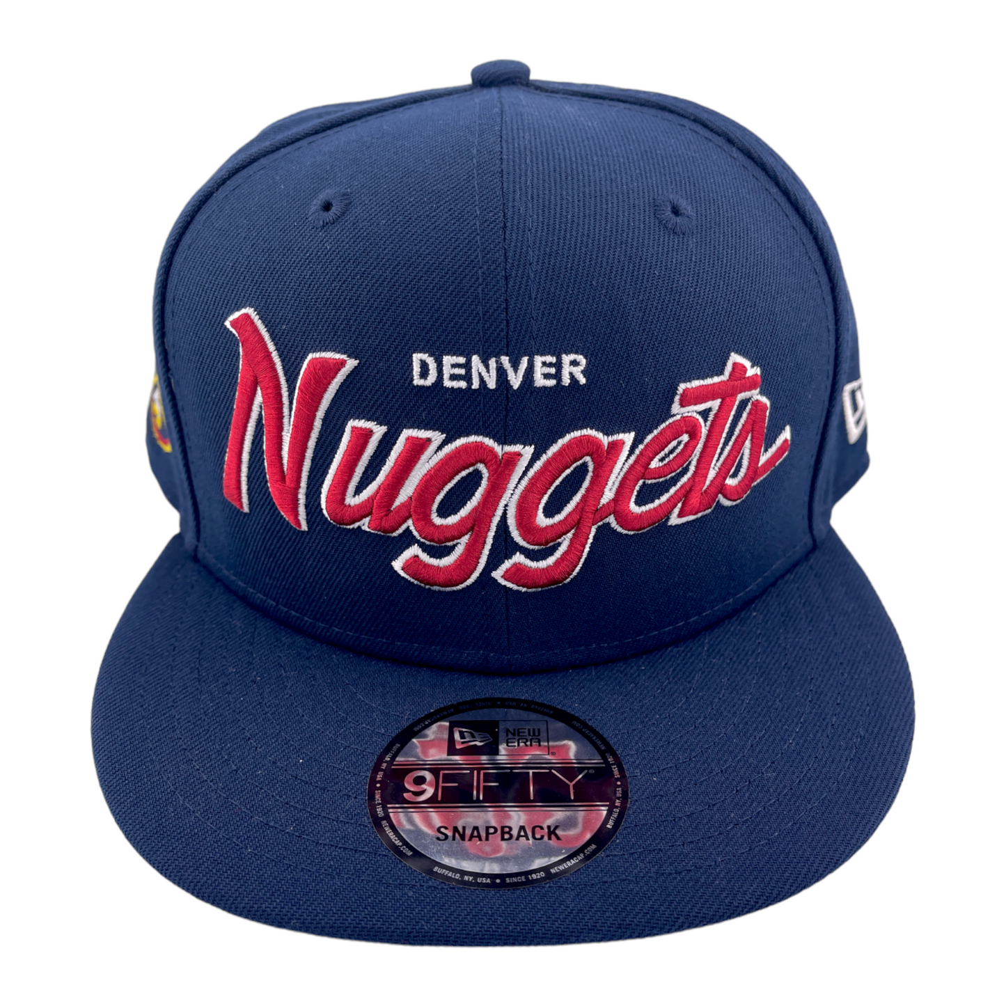 New Era Denver Nuggets NBA Side Patch Evergreen Script 9Fifty Snapback Hat Cap