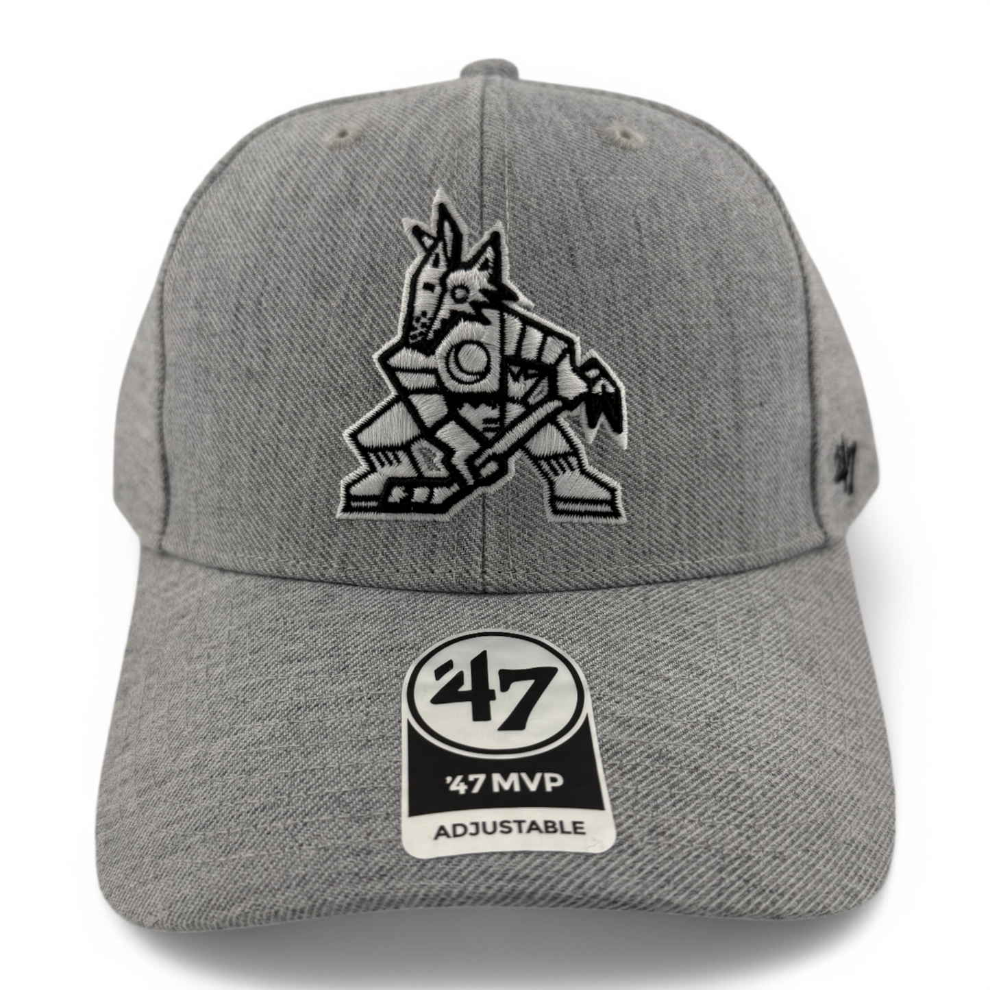 '47 Brand Arizona Coyotes NHL Mojo Heather White Logo MVP Adjustable Hat Cap