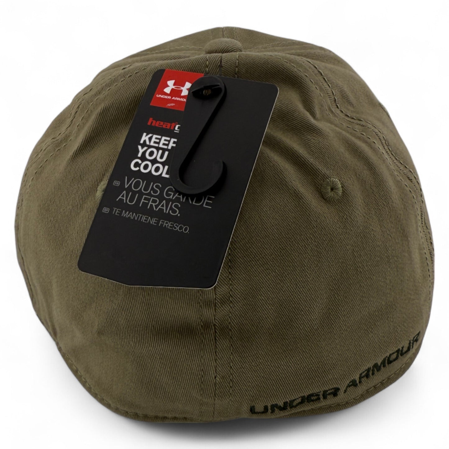 Under Armour Center Logo Patch Olive Green/Brown Heat Gear Flex Fit Hat Cap