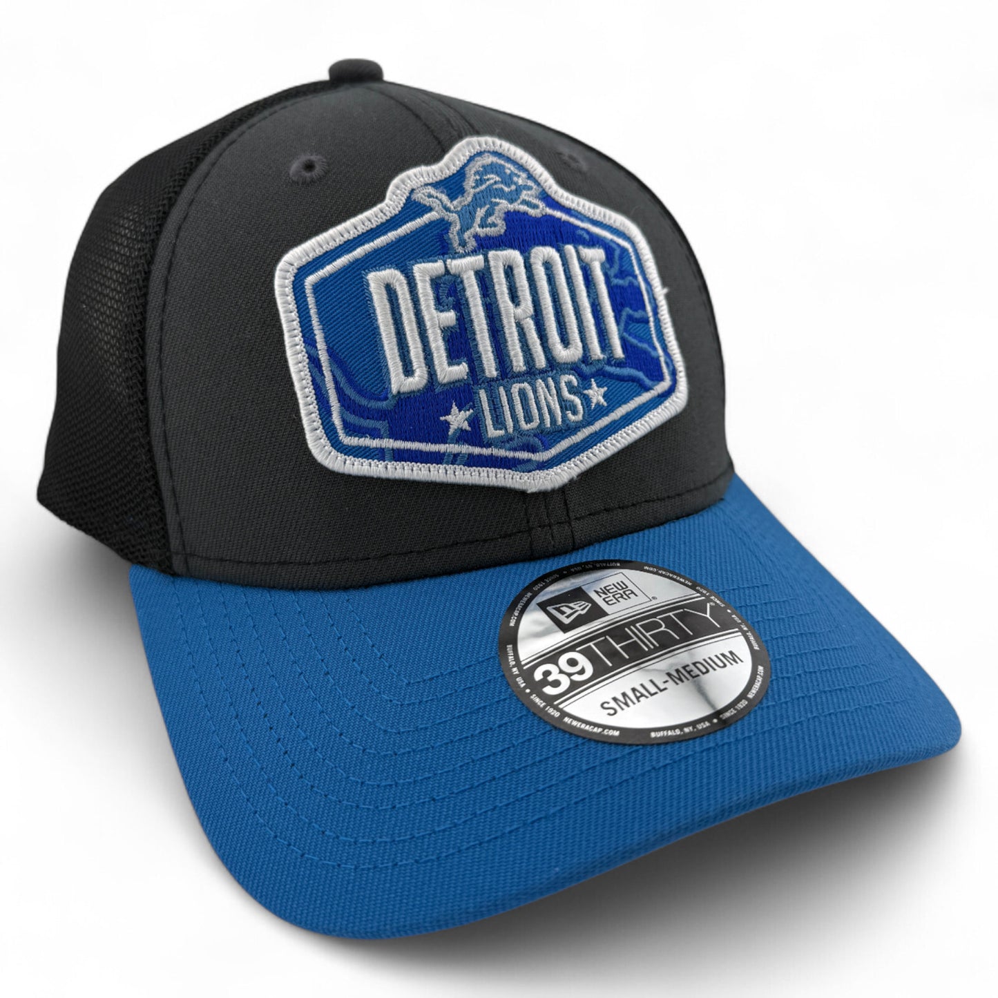 New Era Detroit Lions NFL 2021 Draft Pack Mesh Back 39Thirty Flex Fit Hat Cap