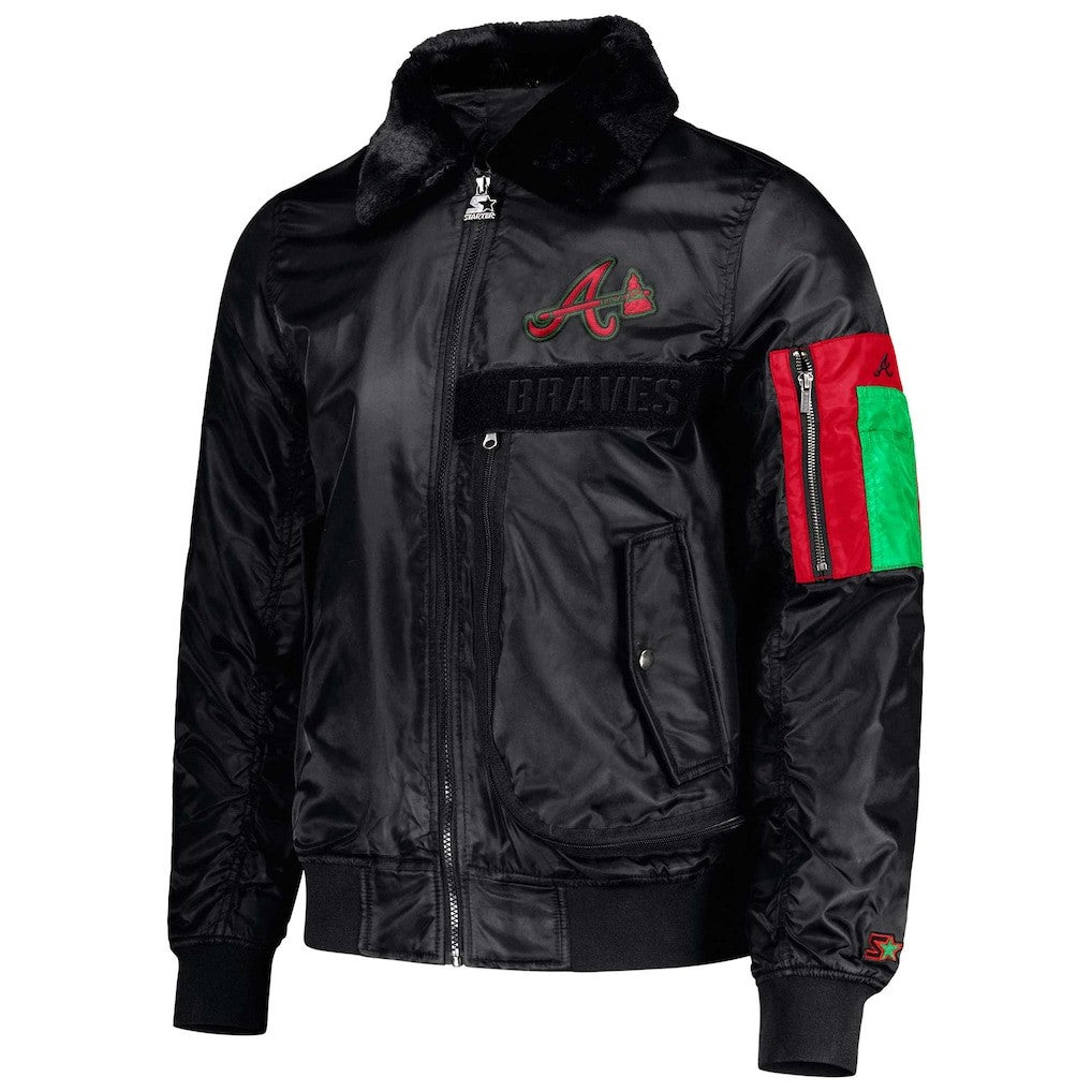 Starter x Ty Mopkins Atlanta Braves MLB Black History Month Satin Men's Large