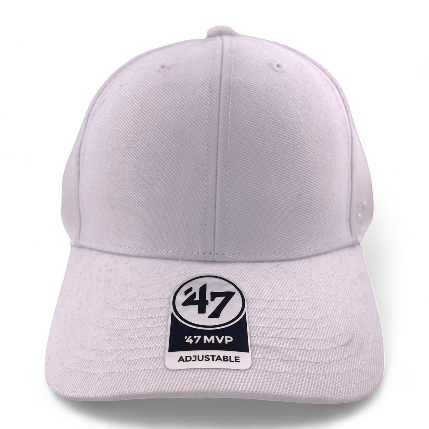 '47 Brand Blank All White (For Customs) MVP Adjustable Back Hat Cap OSFA