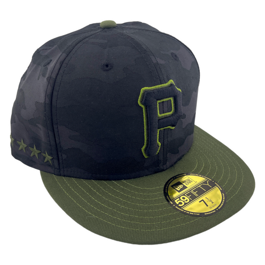 New Era Pittsburgh Pirates P Logo Alternate Black Camo/Olive 59FIFTY Fitted Hat Cap