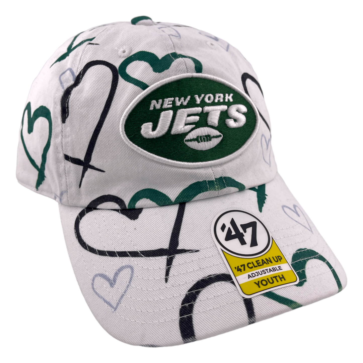 '47 Brand New York Jets NFL Youth Hearts Clean Up Adjustable Dad Hat Cap