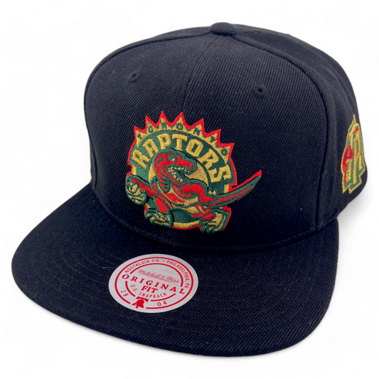 Mitchell & Ness Toronto Raptors NBA BHM Logo Gold Mettalic Logo Snapback Hat Cap