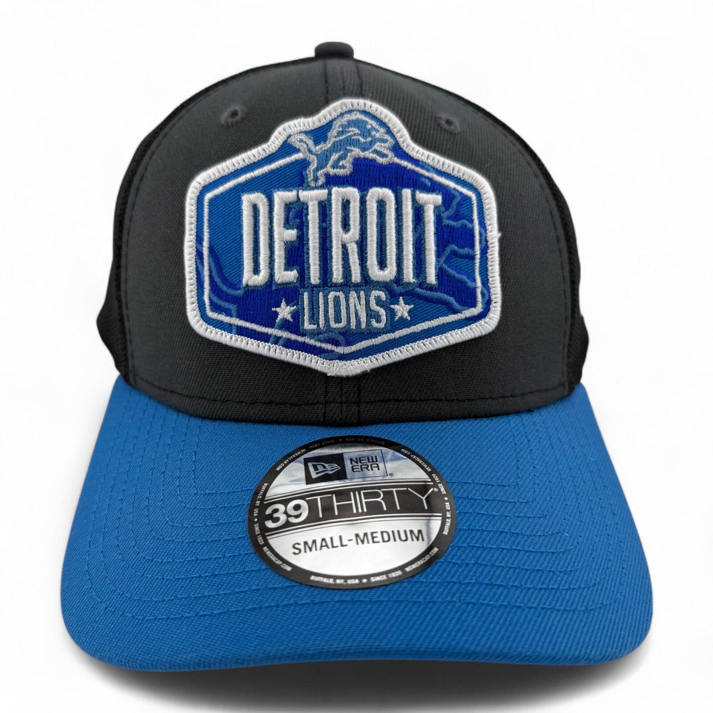 New Era Detroit Lions NFL 2021 Draft Pack Mesh Back 39Thirty Flex Fit Hat Cap