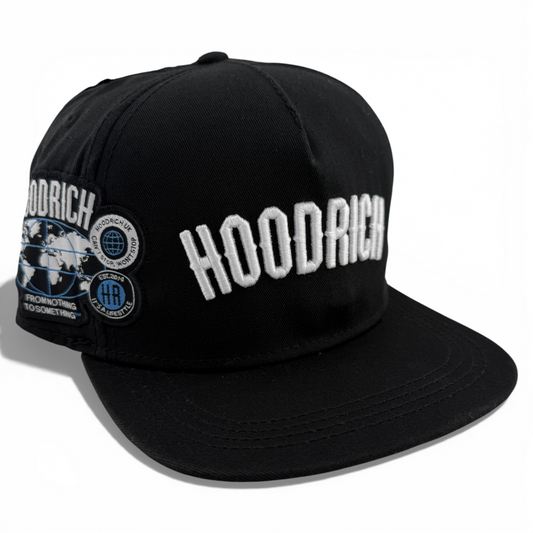 Hoodrich OG Mark Snap Side Patch Black/Blue Flat Bill Adjustable Snapback Hat