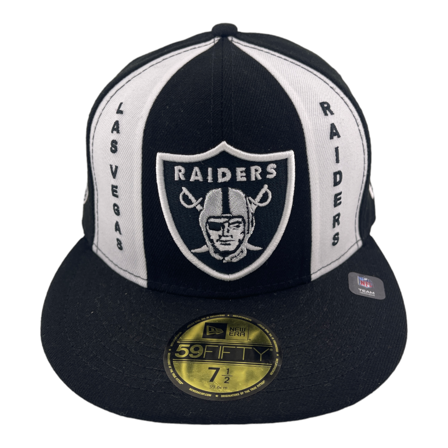 New Era Las Vegas Raiders Pinwheel 50 Year Patch Pro Image 59FIFTY Fitted Hat Cap